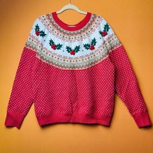 Holiday Time Women's Plus Size Lurex Thread Fairisle Holiday Sweater Size XXL